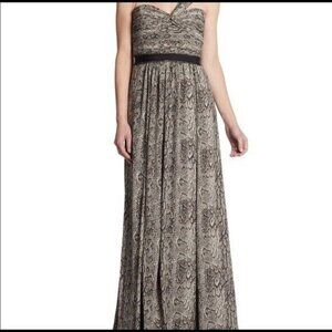 BCBG Max Azria Gray Snakeskin Print One Strap Jamille Maxi Dress, Size 4